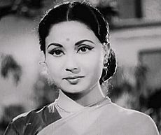 Movie still from Sharada (1957) cropped on Meena Kumari