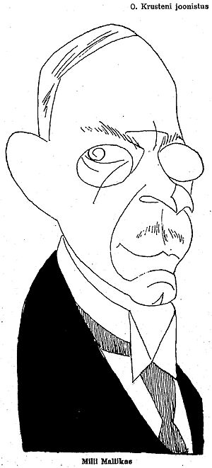 Caricature of Hugo Raudsepp by Otto Krusten (1932)