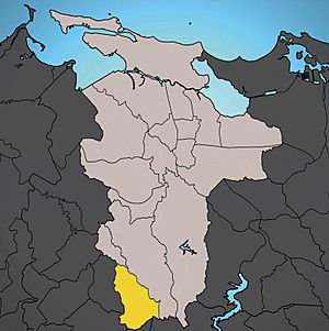Location of Quebrada Arenas shown in yellow.