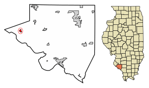 Location of Prairie du Rocher in Randolph County, Illinois.