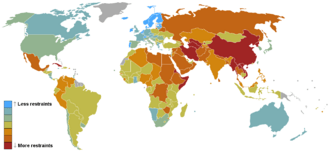 Reporters Without Borders 2007 Press Freedom Rankings Map