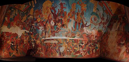 Reproduction of Bonampak murals (panorama)