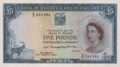 Rhodesia & Nyasaland £5 1957 Obverse