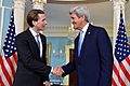 Secretary Kerry Shakes Hands With Austrian Foreign Minister Kurz After the Counterparts Addressed Reporters in Washington (26168019191)