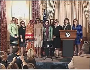 Secretary Rice announces recipients of the 2nd annual International Women of Courage awards, in the Benjamin Franklin Room of the State Department 2008