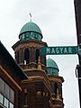 Sign of Magyar street and St Stephen Hungarian Church 01