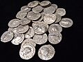 Some of the Overton coins after chemical cleaning for ID, December 2016 (FindID 806834)