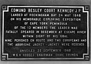 StateLibQld 1 191355 Memorial plaque for Edmund Kennedy, Rockingham Bay, 1948