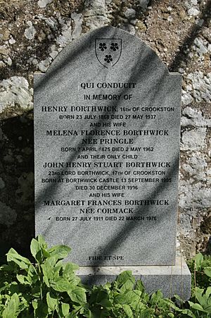 The grave of Henry Borthwick, 22nd Lord Borthwick, Borthwick Parish Church
