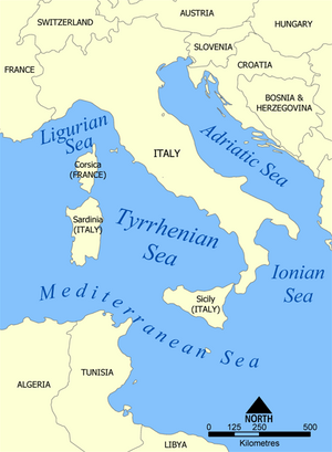 Tyrrhenian Sea map