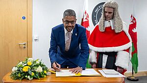 Vaughan Gething swearing in as First Minister of Wales