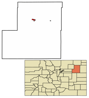Location of the Town of Akron in Washington County, Colorado.