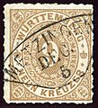 1873issue Württemberg Fächer Metzingen