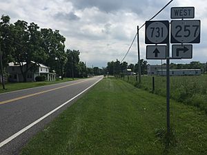 2016-06-26 15 19 24 View west along Virginia State Route 257 (Brier Branch Road) just east of the junction with Virginia State Secondary Route 731 (Community Center Road) in Briery Branch, Rockingham County, Virginia.jpg