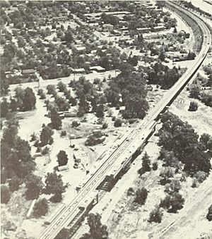 Aerial view of Pleasant Hill station construction, 1970