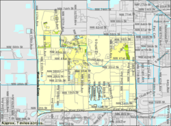 U.S. Census Bureau map showing the former CDP limits