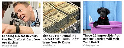 Example clickbait adverts