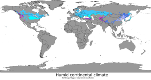 Humid continental climate (Köppen climate classification)