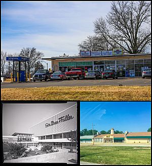 Top: Business in Jennings; bottom left: River Roads Mall (demolished); bottom right: Church in Jennings