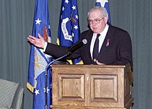 Lieutenant General (LGEN) Edgar S. Harris, Jr. (Retired), Commander, Eighth Air Force, speaks during the Eighth Air Forces 60th Anniversary dinner at Barksdale AFB, Louisiana