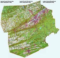 Topographical map of Luzerne County