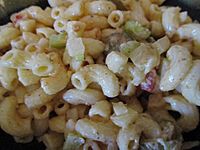 Macaroni salad closeup