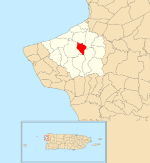 Location of Mal Paso within the municipality of Aguada shown in red