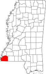 Map of Mississippi highlighting Wilkinson County