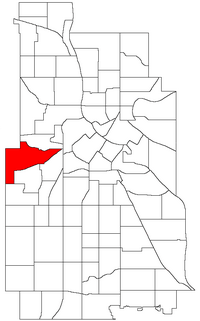 Location of Bryn Mawr within the U.S. city of Minneapolis