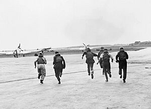 Pilot seen running to fighter