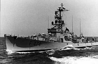 Portuguese frigate Almirante Magalhães Correia (F474) underway at sea