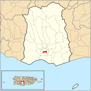 Location of barrio Primero within the municipality of Ponce shown in red