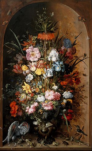Roelant Savery - Large flower piece with Kaiser's crown