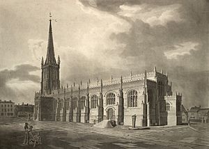 South East View of the Parish Church of All Saints Wakefield by I. Cawthorn 1807