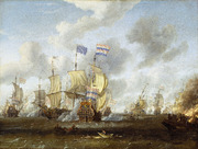 The Goulden Leeuw Engaging Royal Prince at the Battle of the Texel, 11 August 1673 RMG BHC0307f