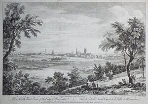 The North West View of the City of Worcester