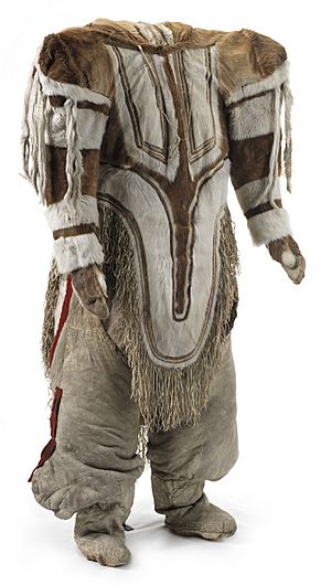 Animal skin shoes worn top by inuit