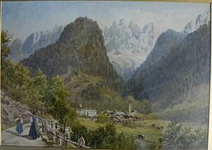 Watercolour of Bondo from the west