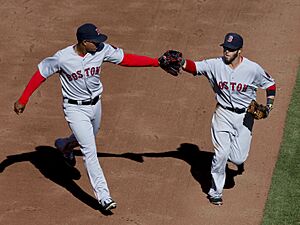 Xander Bogaerts and Dustin Pedroia on March 31, 2014