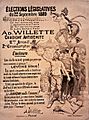 1889 French election poster for antisemitic candidate Adolphe Willette