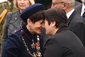 A hongi for Dame Patsy Reddy from Kuia Dr Hiria Hape