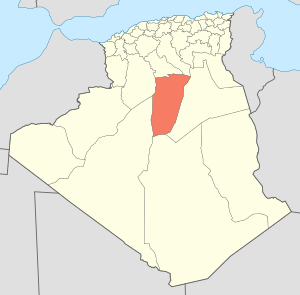 Map of Algeria highlighting Ghardaïa
