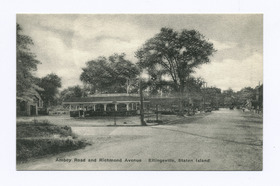 Amboy Road and Richmond Avenue, Eltingville, Staten Island (street with old cars, Herman's Counter, Bar and store with Coca-Cola sign on side of building) (NYPL b15279351-105109)f