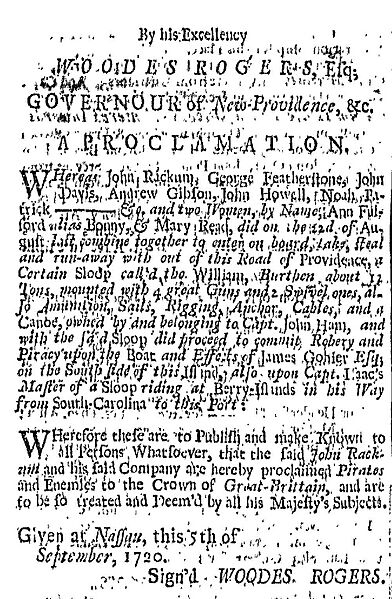 Boston Gazette Woodes Rogers Proclamation