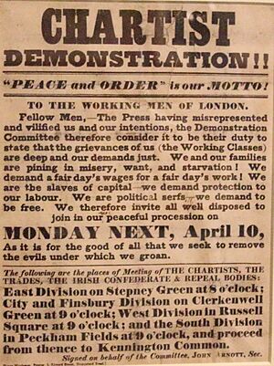 Chartist Demonstration Kennington Common Flyer 1848