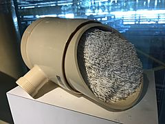 Cutaway of a microfiltration module with hollow fiber membranes at a NEWater plant
