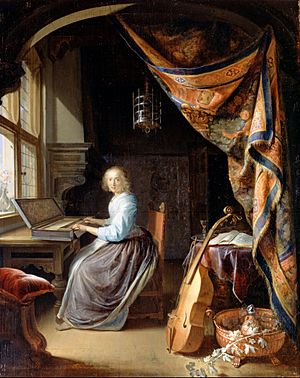 Dou, Gerrit - A Woman playing a Clavichord - Google Art Project