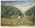 Endeavour's watering place in the Bay of Good Success, Tierra del Fuego - Drawings made in the Countries visited by Captain Cook in his First Voyage (1769), f.11 - BL Add MS 23920