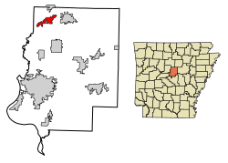 Location of Twin Groves in Faulkner County, Arkansas.