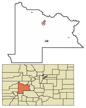 Location of the Town of Crested Butte in Gunnison County, Colorado.